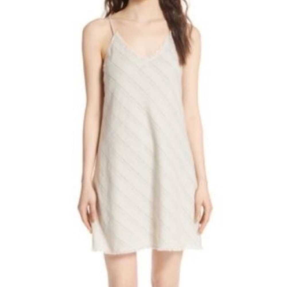 ATM linen blend striped shift dress